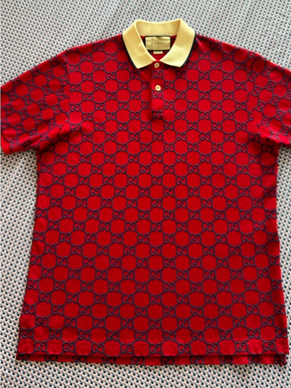 Gucci Red Polo with Yellow Contrast Collar